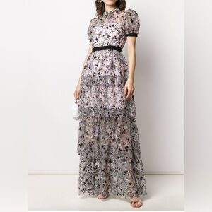 Self-Portrait Constellation Tiered Maxi Gown